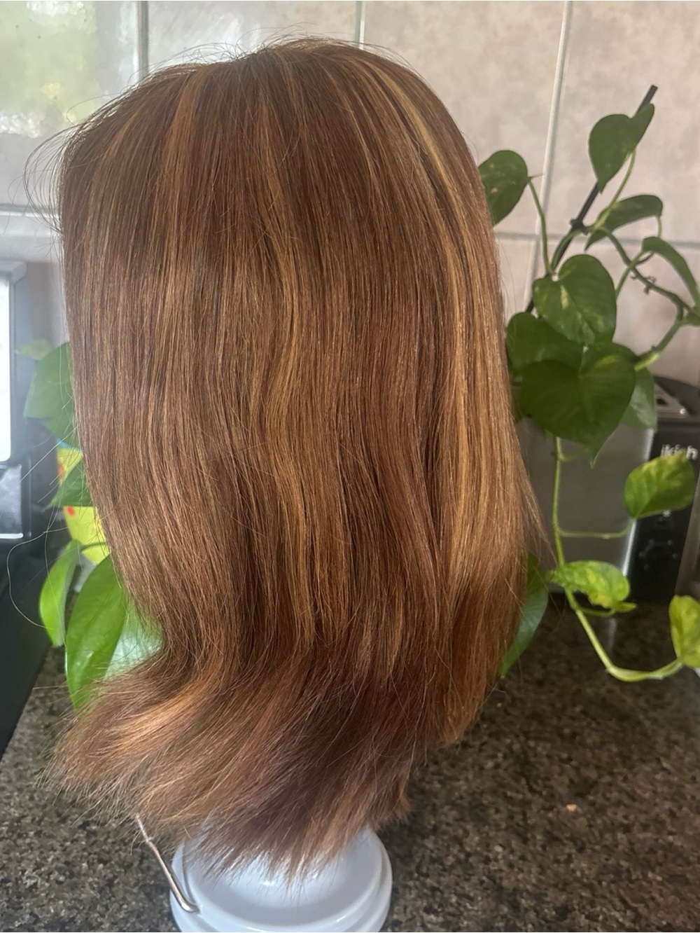 Wig pro Remy human hair  wig  mono top Adele pre owned brown red copper blend